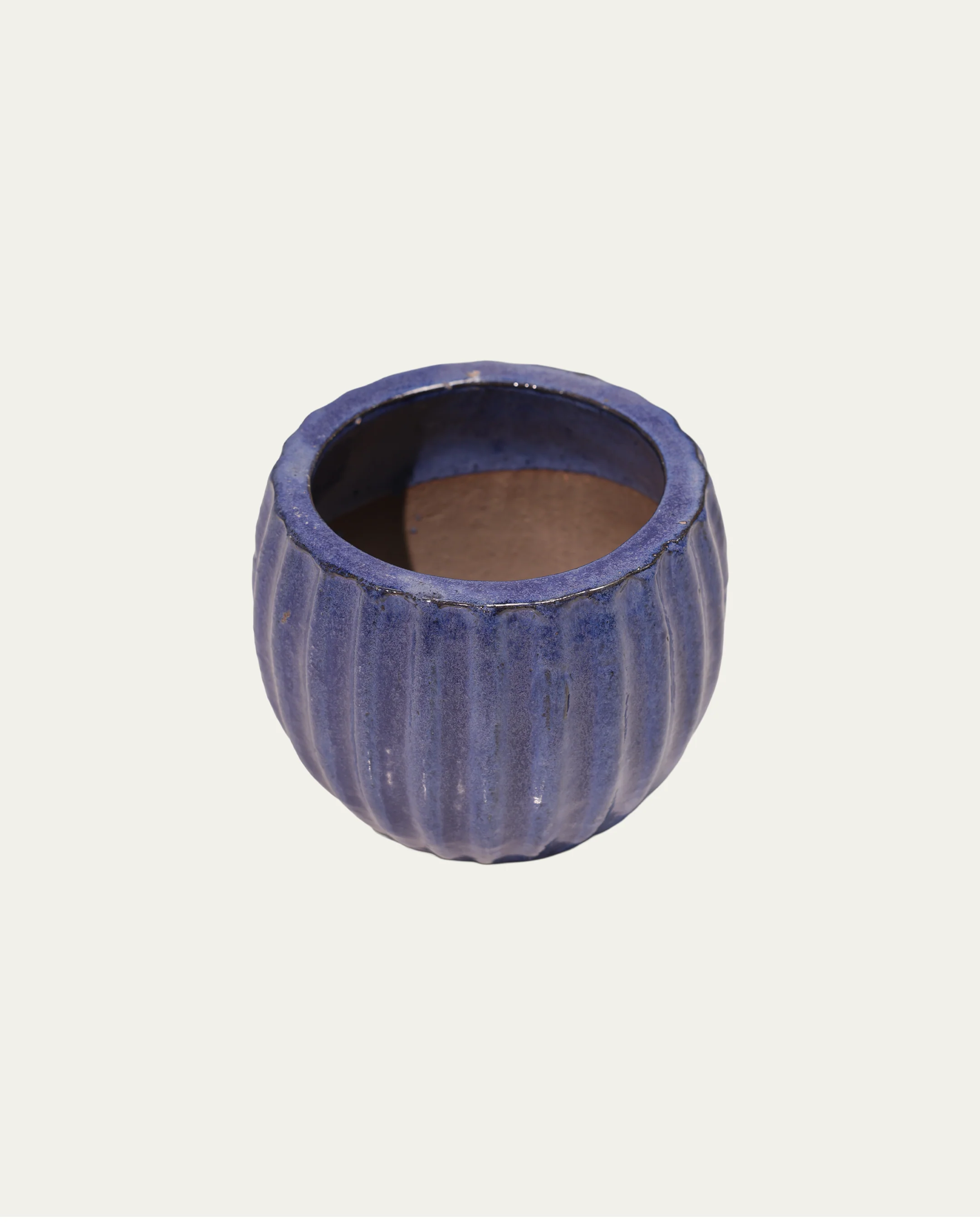 Deep Blue Ribbed Glaze vase - Image 3